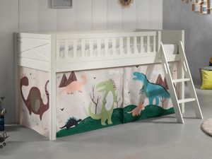 Bed SCOTY halfhoogslaper 90x200 cm witte pijnboom tent Dinosaurus