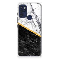 Motorola Moto G60s TPU Siliconen Hoesje Marmer Wit Zwart - Origineel Cadeau Man