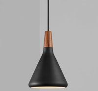 Hanglamp zwart en hout met E27 fitting 'Nori 18' DFTP