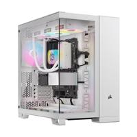 CORSAIR iCUE LINK 6500X RGB Mid-Toren ATX PC-Behuizing met Twee Kamers – Panoramisch Gehard Glas – Omgekeerde Aansluiting Moederbordcompatibel – 3x RX120 RGB Ventilatoren Inbegrepen – Wit
