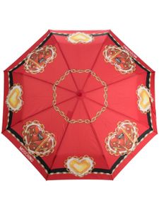 Moschino parapluie à imprimé cœurs - Rouge