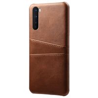 OnePlus Nord KSQ Bekleed Plastic Hoesje met Kaartsleuven - Bruin - thumbnail