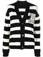 Moncler cardigan rayé à patch logo - Noir - thumbnail