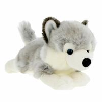 Knuffeldier Puppy Husky hond - zachte pluche stof - premium kwaliteit knuffels - grijs - 35 cm - thumbnail