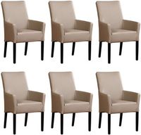 Set van 6 Taupe leren landelijke eetkamerstoelen Just - Toledo Leer Khaki (taupe leer) - thumbnail