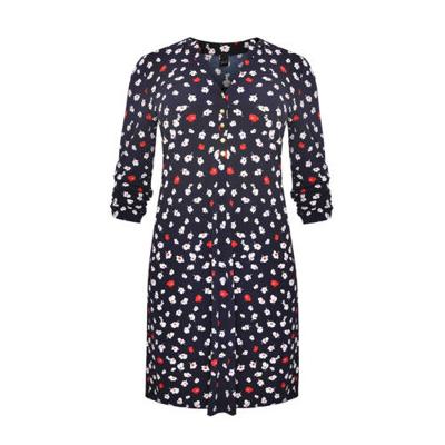 Yoek gebloemde jurk MILOU donkerblauw/wit/rood Yoek gebloemde jurk MILOU donkerblauw/wit/rood
