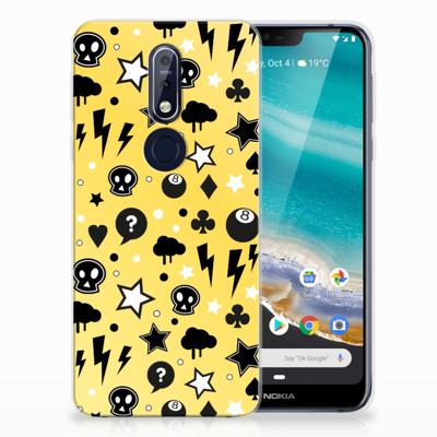 Silicone Back Case Nokia 7.1 Punk Geel Silicone Back Case Nokia 7.1 Punk Geel