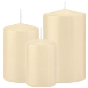 Stompkaarsen set van 6x stuks creme wit 10-12-15 cm