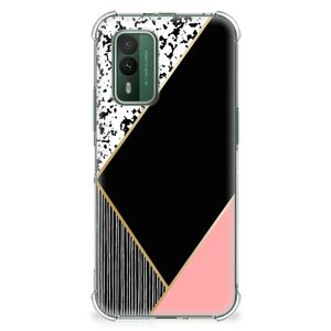 Nokia XR21 Shockproof Case Zwart Roze Vormen