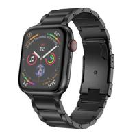 By Qubix - Titanium schakelband - Zwart - Compatible met Apple watch 38mm / 40mm / 41mm / 42mm - Compatible Apple watch bandjes