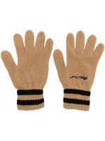 Moschino logo-embroidered ribbed knit gloves - Tons neutres