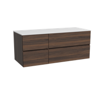 Storke Edge zwevend badmeubel 130 x 52 cm notenhout met Tavola enkel of dubbel wastafelblad in solid surface mat wit - thumbnail