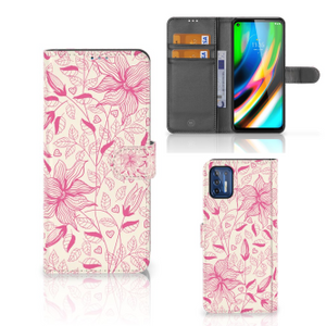 Motorola Moto G9 Plus Hoesje Pink Flowers