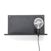 By-Boo Wandlamp 'Hyde' met plankje 38cm, kleur zwart