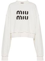 Miu Miu sweat en coton à logo brodé - Blanc