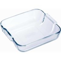 2x Vierkante glazen ovenschaal 1,2 liter 21 x 21 x 6,5 cm