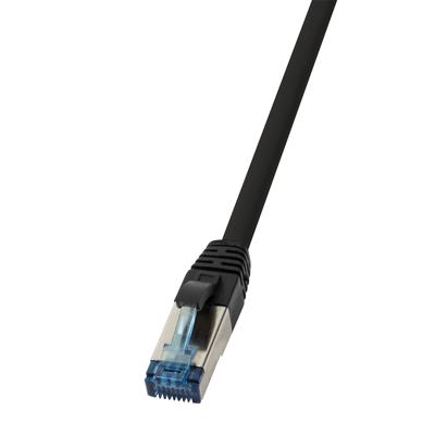 LogiLink CQ6095S RJ45 CAT 6A S/FTP 10.00 m Zwart Afscherming gevlochten, Halogeenvrij, PUR-mantel, Zuurbestendig, Oliebestendig 1 stuk(s)