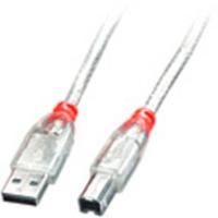 LINDY USB-kabel USB 2.0 USB-A stekker, USB-B stekker 3.00 m Transparant 41754 - thumbnail