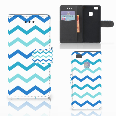 Huawei P9 Lite Telefoon Hoesje Zigzag Blauw