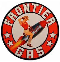 Frontier Gas Rocket Girl Zwaar Metalen Bord - 36 cm ø - thumbnail