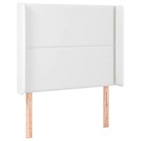 vidaXL Hoofdbord met randen 93x16x118/128 cm kunstleer wit, hoofdeinde, houten hoofdeinde, bedonderdeel, houten hoofdbord, slaapkamermeubel
