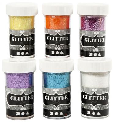 Creotime glittervezels diverse kleuren 6 stuks Creotime glittervezels diverse kleuren 6 stuks