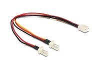 Delock Kabel Molex 3-pins aansluiting > 2x Molex 3-pins stekker (0,22m) 89343
