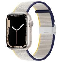 By Qubix - Nylon bandje met klemsluiting - Wit - Compatible met Apple Watch 44mm / 45mm / 46mm / 49mm - Compatible Apple watch bandjes