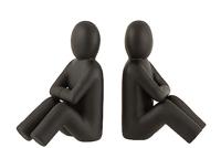 J-Line Boekensteun - Polyresin - Zwart - 2 stuks