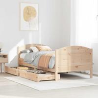 vidaXL Bedframe met hoofdbord massief grenenhout 75x190 cm, bed, bed ombouw, eenpersoonsbed, bedbodem, slaapkamermeubel, 1 persoonsbed