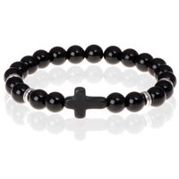 Zwarte kralen armband Onyx met Kruis - thumbnail