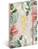 NOTIQUE Notitieboek, gelinieerd met elastiek 13x21cm, ca. A5, designer hardcover notebook, notitieblok, notitieboek, dagboek, dagboek voor volwassenen, dames (lelies)