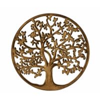 Wanddecoratie Tree of Life/levensboom ornament - Mdf hout - Dia 30 cm - bruin - thumbnail