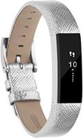 By Qubix - Lederen bandje Compatible met Fitbit Alta - Zilver - Compatible fitbit bandje
