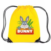 Bunny het konijn trekkoord rugzak / gymtas geel voor kinderen   - - thumbnail