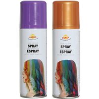 Carnaval verkleed haar verf/spray - paars en goud - spuitbus - 125 ml