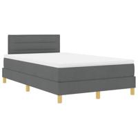vidaXL Boxspringbed met matras en LED stof donkergrijs 120x200 cm
