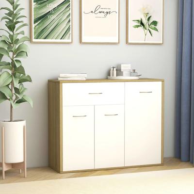 vidaXL Dressoir 88x30x70 cm spaanplaat wit en sonoma eikenkleurig vidaXL Dressoir 88x30x70 cm spaanplaat wit en sonoma eikenkleurig