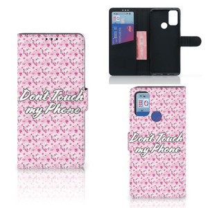 Alcatel 1S (2021) Portemonnee Hoesje Flowers Pink DTMP