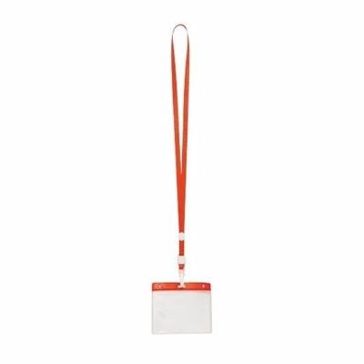 Badgehouders/naamkaarthouders - 50x - met rood keycord/lanyard - plastic - beurs/feest Badgehouders/naamkaarthouders - 50x - met rood keycord/lanyard - plastic - beurs/feest
