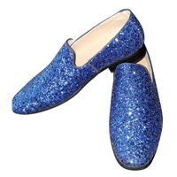 Blauwe glitter disco instap schoenen voor heren