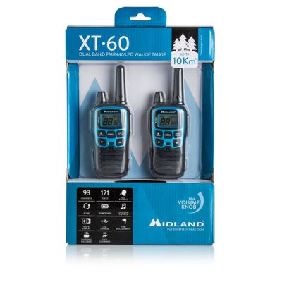Midland XT60 twee-weg radio 24 kanalen 446.00625 - 446.0937 MHz Zwart, Blauw