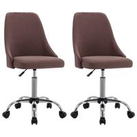 vidaXL Kantoorstoelen met wieltjes 2 st stof taupe