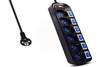 Ewent EW3851 Stekkerdoos 6-voudig ITA/Schuko onafhankelijk op elk stopcontact en schakelaar, Schuko 16 A, 2500 W, zwart