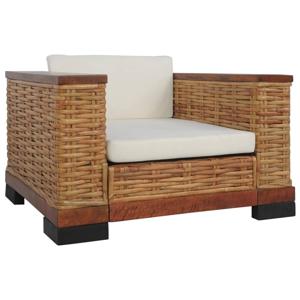 Fauteuil met kussens natuurlijk rattan bruin SKU: V283078