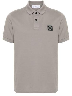 Stone Island Poloshirt met Compass-patch - Grijs Stone Island Poloshirt met Compass-patch - Grijs