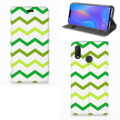 Huawei P Smart Plus Hoesje met Magneet Zigzag Groen Huawei P Smart Plus Hoesje met Magneet Zigzag Groen