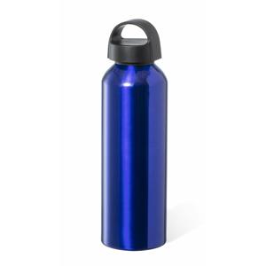 Waterfles / drinkfles / sportfles - metallic blauw - aluminium - 800 ml - schroefdop