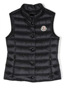 Moncler Enfant gilet matelassé à patch logo - Noir