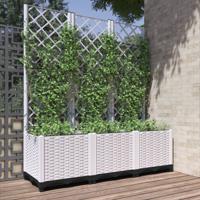 Plantenbak met latwerk 120x40x136 cm polypropeen wit - thumbnail